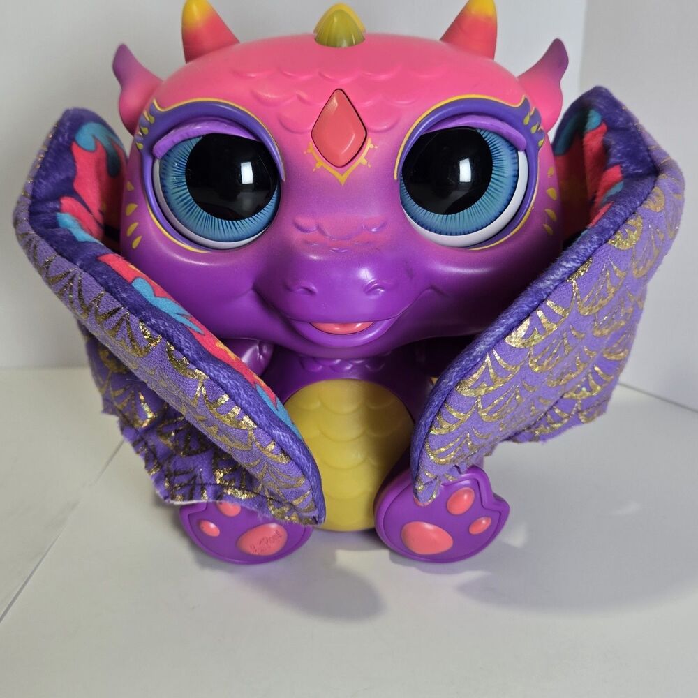 FurReal Moodwings Baby Dragon Interactive Pet Pink Purple Glowing Eyes Wings EUC